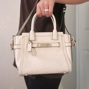 White Coach Crossbody Bag with Gold Details